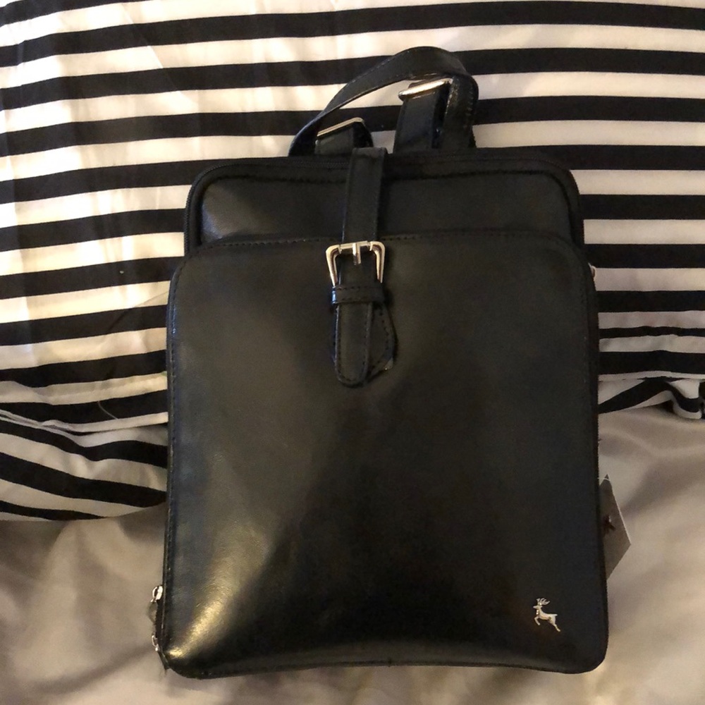 Ashwood Genuine Leathers Backpack Purse Color Black